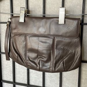 Vintage mauve/brown leather clutch